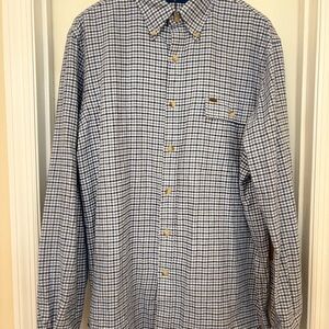 Ralph Lauren Flannel Shirt Mens Size XL Blue Check Button Down Elbow Patches